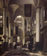 REMBRANDT Harmenszoon van Rijn Interior of a Protestant  Gothic Church with Architectural Elements of the Oude Kerk and Nieuwe Kerk in Amsterdam oil